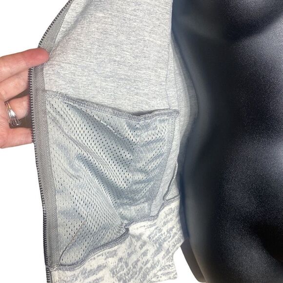 Zyia active textured knit grey/cream zip up jacket stretchy athleisure lounge - Picture 8 of 10